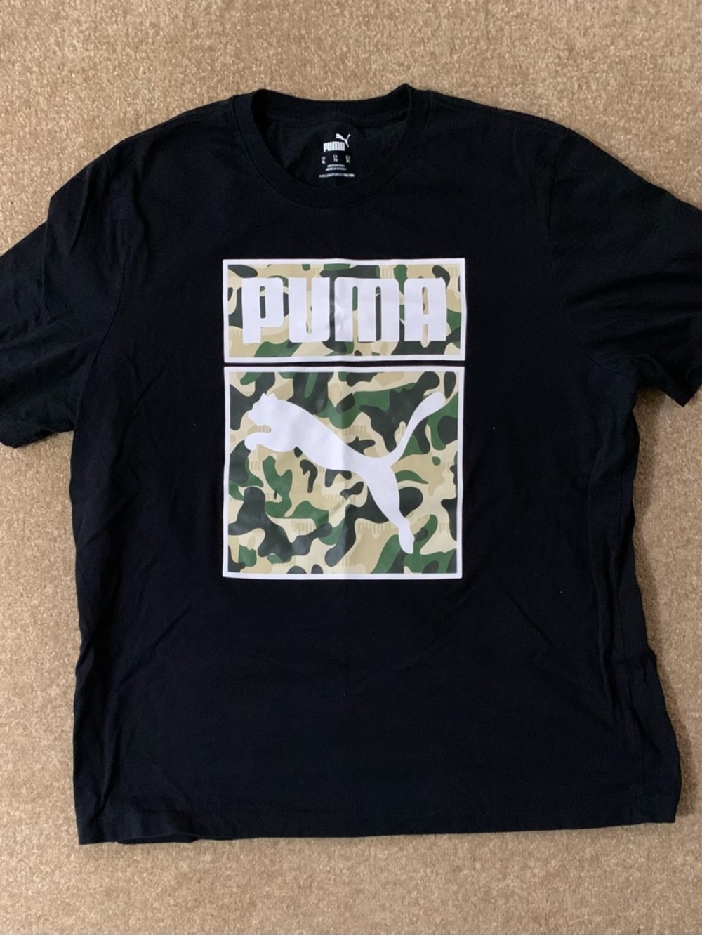 Puma Black T-Shirt with Green Camouflage Logo